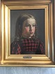 Maleri Axel 
Helsted - 
Portræt af pige 
med fletninger.