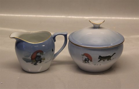 Wiberg B&G Christmas Pattern Creamer and sugar bowl "Tomten", 
