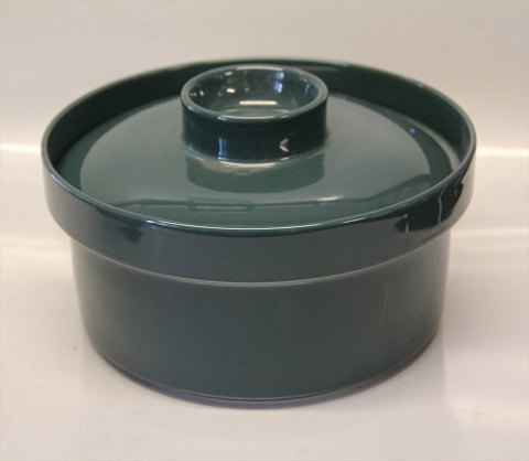 Royal Copenhagen faience all dark green  -4 ALL Seasons 3086 Lidded dish 11 x 21 
cm (172)