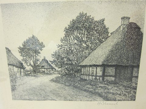 Trætryk af Heinrich Blunck (1891-1963) inkl. ramme 
"Vibøge mod Lysabil" på øen Als i Sønderjylland
Rammemål: 37cm x 43cm
H. Blunck er født i Kiel.
Se vores hjemmeside for andre værker af H. Blunck.