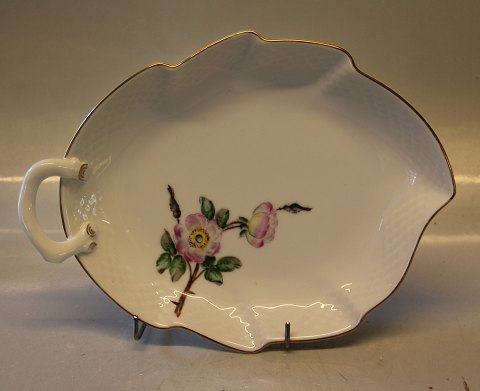 B&G Victor Hugo white porcelain - wild rose with gold rim 199 Leaf shaped dish , 
large 25 cm