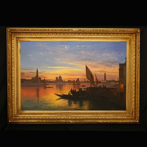 Carl Frederik Aagaard, 1833-95, Venedig i 
solnedgangen, olie på lærred. Signeret C F Aagaard 
og dateret 1881. Lysmål: 78x119cm. Med ramme: 
108x149cm