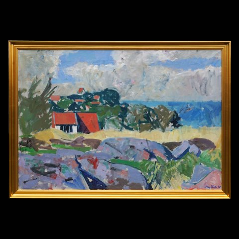 Olaf Rude, 1883-1957, Aussicht von dem Atelier des 
Künstlers auf Bornholm. Öl auf Leinen. Signiert 
und datiert 1943. Lichtmasse: 79x114cm. Mit dem 
Rahmen: 83x118cm