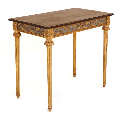 A late 18th century gilt Louis XVI console. Sweden 
circa 1780. H: 73cm. Top: 47x86cm