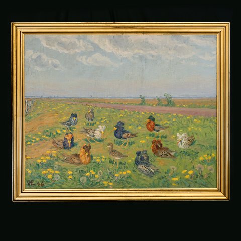 Johannes Larsen, 1867-1961, Öl auf Leinen. 
Signiert und datiert 1946. Lichtmasse: 57x70cm. 
Mit Rahmen: 67x80cm