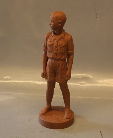 Spejderfigur Terracotta  27 cm FDF Drengespejder Design Holger Chrissten til 40 
års jubilæum 1902-1942