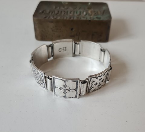 Vintage bracelet in silver with the symbols of faith, hope & love by O.V.Mogensen