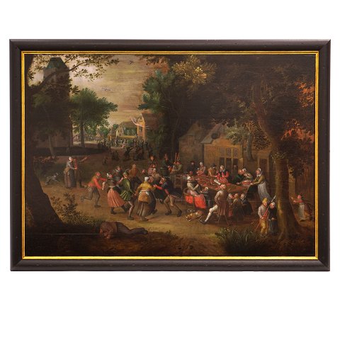 David Vinckboons kreds: Landsbymotiv i anledning 
af Skt. Georges dag. Holland år 1620-30. Lysmål: 
72x104cm. Med ramme: 83x115cm