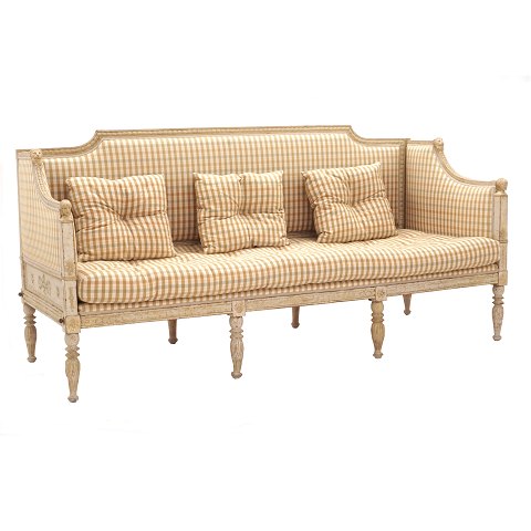 Gustavian sofa bench. Sweden circa 1780-1800. L: 
189cm. D: 77cm. H: 96 / 45cm