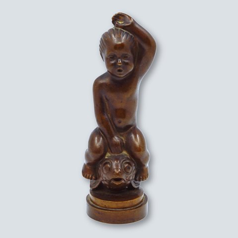 Svend Lindhart; Bronze figurine, a child on fish