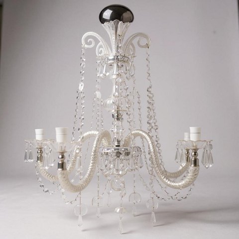 Prisme chandelier - Five glass arms - Electric - circa 1890
