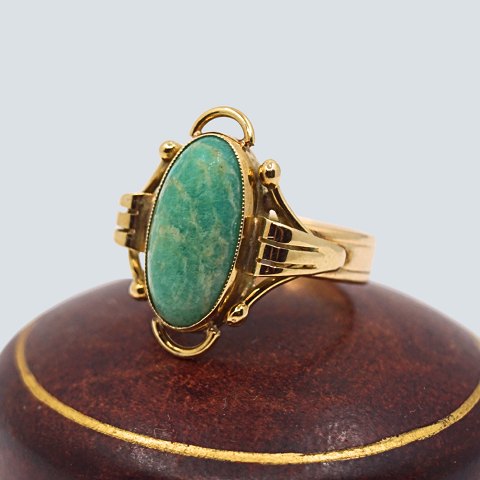 Bræmer-Jensen; Ring in 14k gold set with an amazonite