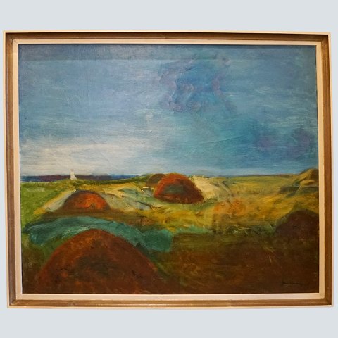 Jens Søndergaard; Landscape painting, Oil on canvas