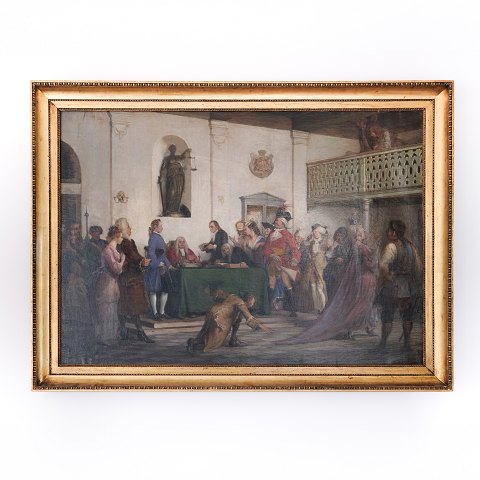 Wilhelm Marstrand – Scene from Ludvig Holberg’s “The Happy Shipwreck” – Unsigned – Oil on Canvas – 95 x 135 cm