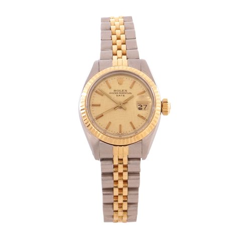 Rolex Oyster Perpetual Date ref. 6917/3 i guld og stål. Leveres med certifikat dateret 31.01.1984. D: 26mm