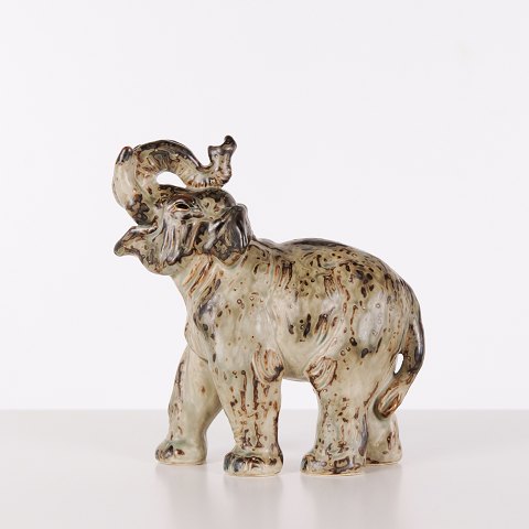 Stoneware Figure – Standing Elephant – Model 21517 – Knud Kyhn – Royal Copenhagen