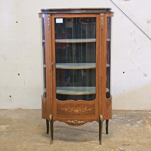 Vitrine med buet front rosentræ140 cm