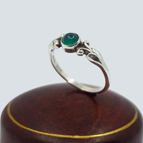 Georg Jensen; Ring made of sterling silver set with chrysoprase, no. 55