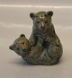 Scherfig Danish Art Pottery Bears playing green glaze 9 x 9 cm