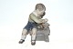 Dahl Jensen Figurine, Boy on stool with spinningDek. No. 1205SOLD