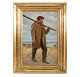 Michael Ancher, 1849-1927, Fisker ved Skagen Strand, olie på plade