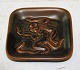 Royal Copenhagen Art Pottery 21666 RC Tray with monkey and snake ca 9.6 cm , 
January 1959 KK