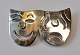 Sølv sterling 
brosche med 
teater masker, 
20. årh. 
Mexico.