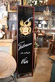 Decorative, old advertising sign (Teilmann wine) painted on glass in a wooden 
frame...