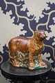 Antique Bornholm ceramic piggy bank in the shape of a tiger with old original 
painting...