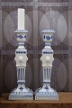K&Co. presents: A pair of Royal Copenhagen Blue Fluted Fluted candlesticks "lion candlesticks"...