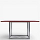 Roxy Klassik presents: Poul Kjærholm/ Fritz Hansen.PK 40 - Square dining table with red leather top on ...