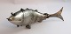 Lundin Antique presents: Silver vinaigrette in the shape of a fish with blue stones. Length 23.5 cm