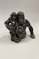 Danam Antik presents: Bing and Grøndahl Stoneware Figurine - Orangutan/Monkey with Young by Knud Kyhn