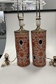 Danam Antik presents: Chinese Oriental Pair of Lamps in Iron Red Decoration Qianlong