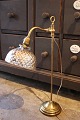 K&Co. presents: Old French Bureau table lamp in brass with original lampshade in waffled Mercury glass...