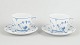L'Art presents: Royal Copenhagen Blue Fluted Plain breakfast cups with saucers, pair.Rare.