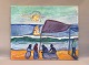Vintage de France presents: Sunset with people on the beach.