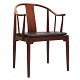 Aabenraa Antikvitetshandel presents: Hans J. Wegner "China"-armchair, mahogany. Manufactured by Fritz Hansen 1990