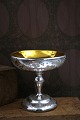 K&Co. presents: French 19th century bowl on foot in poor Mercury Glass with birds and leafy vines...