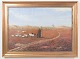 Albert Petersen, “Dyrene tages hjem”, oil on canvas, listed Danish artist.