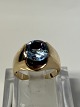 Antik Huset presents: 14 carat Gold Vintage Ladies Ring with light blue stone.Size 54.