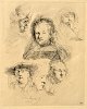 Pegasus – Kunst - Antik - Design presents: Rembrandt van Rijn (1606 - 1669) Netherlands: Study sheet with six ...
