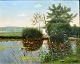 Pegasus – Kunst - Antik - Design presents: Petersen, Julius (1851 - 1911) Denmark: Ducks in a lake.