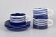 L'Art presents: Karin Björquist for Gustavsberg, set of three teacups with saucers, “Kobolt”.