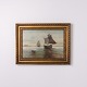 Osted Antik & Design presents: Marine Painting with Three Sailing Ships near Kronborg Castle in Gilt Frame from ...