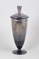 L'Art presents: German art deco glass lidded urn with silver inlay.