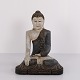 Osted Antik & Design presents: Buddha figure in carved wood with light and blue-toned patina from Thailand, 1920s