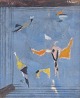 L'Art presents: French abstract painting with bird motif.