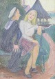 L'Art presents: Kurt Lindon, “Sommarkväll”, pastel, listed Swedish artist.