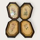 Moster Olga - Antik og Design presents: 4 older floral motifs in wooden framestotal 600 DKK
